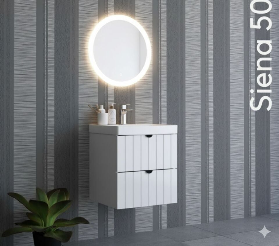 Siena 50 cm Lavabolu Banyo Dolabı | Ultra Kompakt ve Şık Tasarım