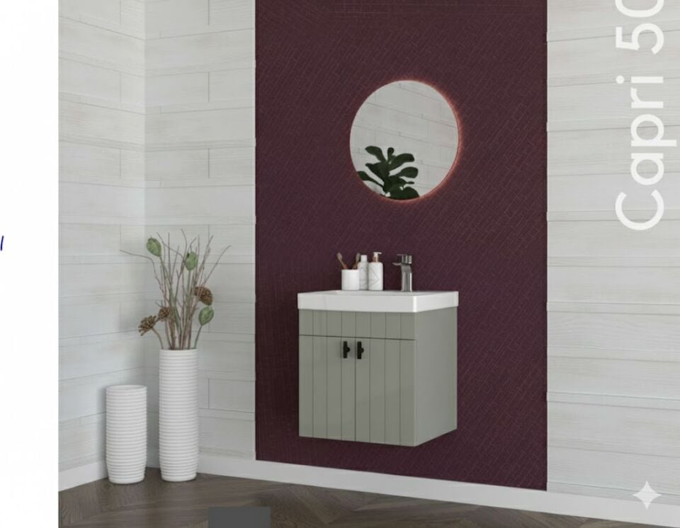 Capri 50 cm Lavabolu Banyo Dolabı | Ultra Kompakt ve Modern Tasarım