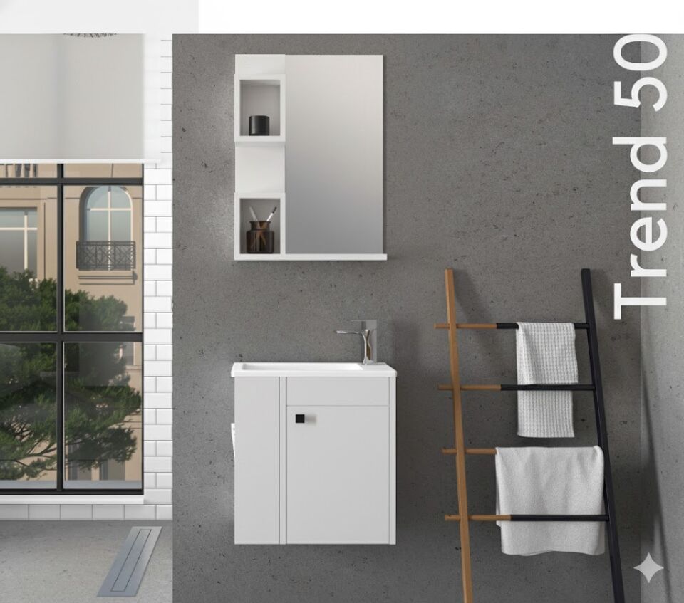 Trend 50 cm Lavabolu Banyo Dolabı | Modern ve Kompakt Tasarım
