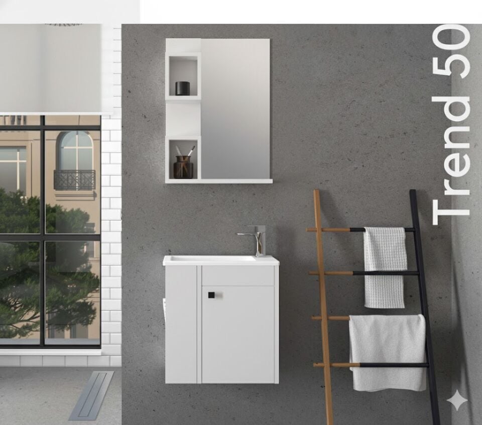 Trend 50 cm Lavabolu Banyo Dolabı | Modern ve Kompakt Tasarım