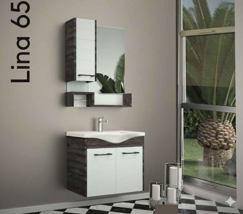 Lina 65 cm Lavabolu Banyo Dolabı | Zarif ve Fonksiyonel Tasarım