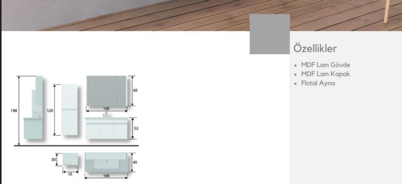 Astra Serisi 100 cm Banyo Dolabı | Modern Tasarım (Boy Dolabı Dahil Değildir)