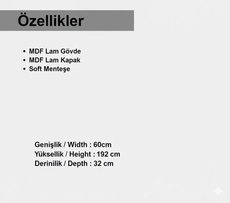 Kardelen 60 cm Boy Dolabı | Yüksek ve Kullanışlı Depolama