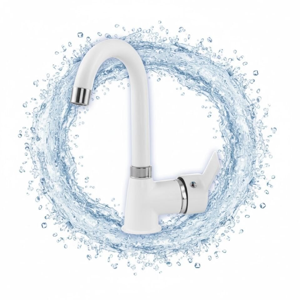 Okyanus Beyaz Kuğu Lavabo Bataryası | Yüksek Gövdeli Modern Tasarım