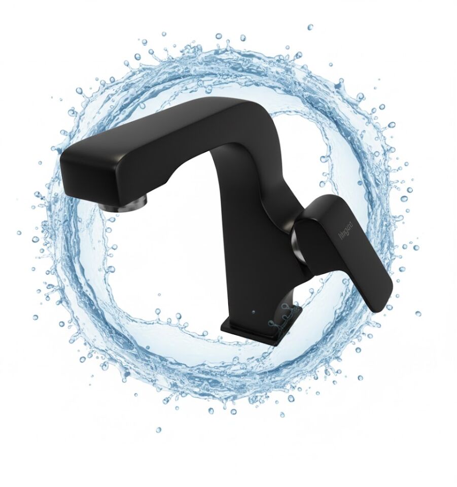 Efes Siyah Sabit Lavabo Bataryası | Modern Mat Siyah Tasarım