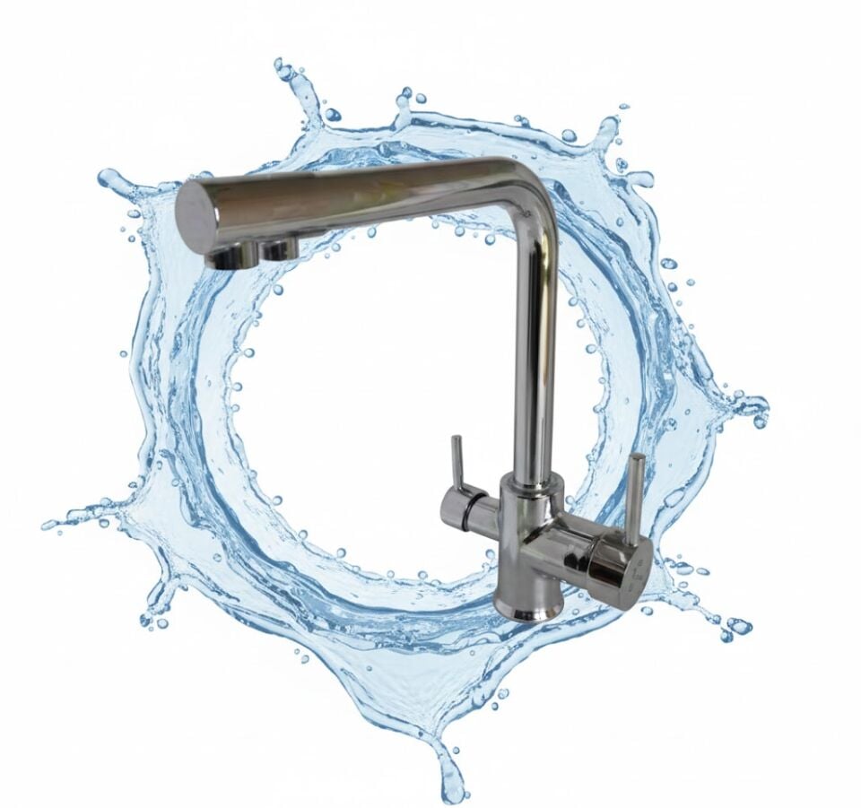 Zümrüt Krom Arıtmalı Eviye Bataryası | Çift Su Çıkışlı, Sağlıklı Kullanım