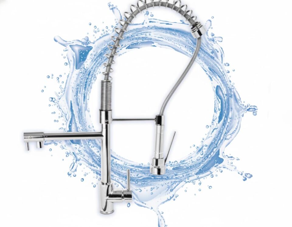 Endüstriyel Çift Çıkışlı Eviye Bataryası | Profesyonel Mutfak Kullanımı