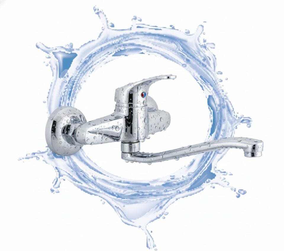 Dicle Alttan Aplik Eviye Bataryası – Krom Pirinç Gövdeli Duvar Tipi Mutfak Bataryası