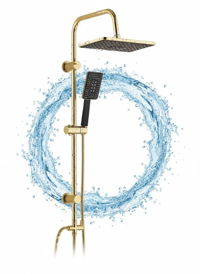 Hybrid Gold Tepe Duş Seti – Pirinç Yönlendiricili, Lüx ve Dayanıklı Duş Sistemi