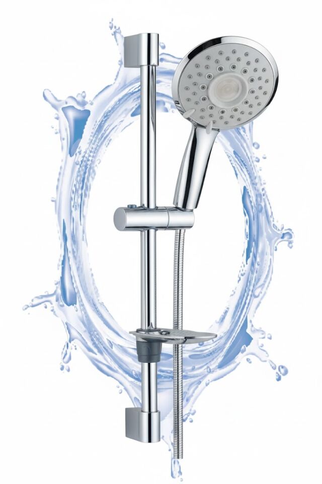 Yağmur Lüx Sürgülü Duş Seti – Ayarlanabilir Raylı, Pirinç Yönlendiricili Banyo Seti