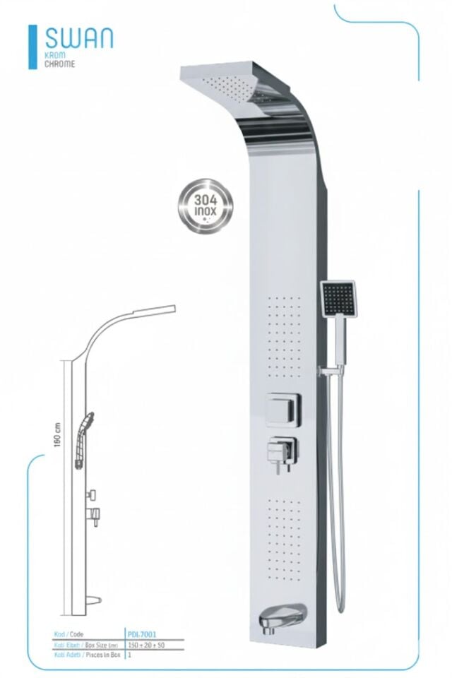 Krom Masajlı Robot Duş Seti – Çok Fonksiyonlu Lüx Banyo Duş Sistemi