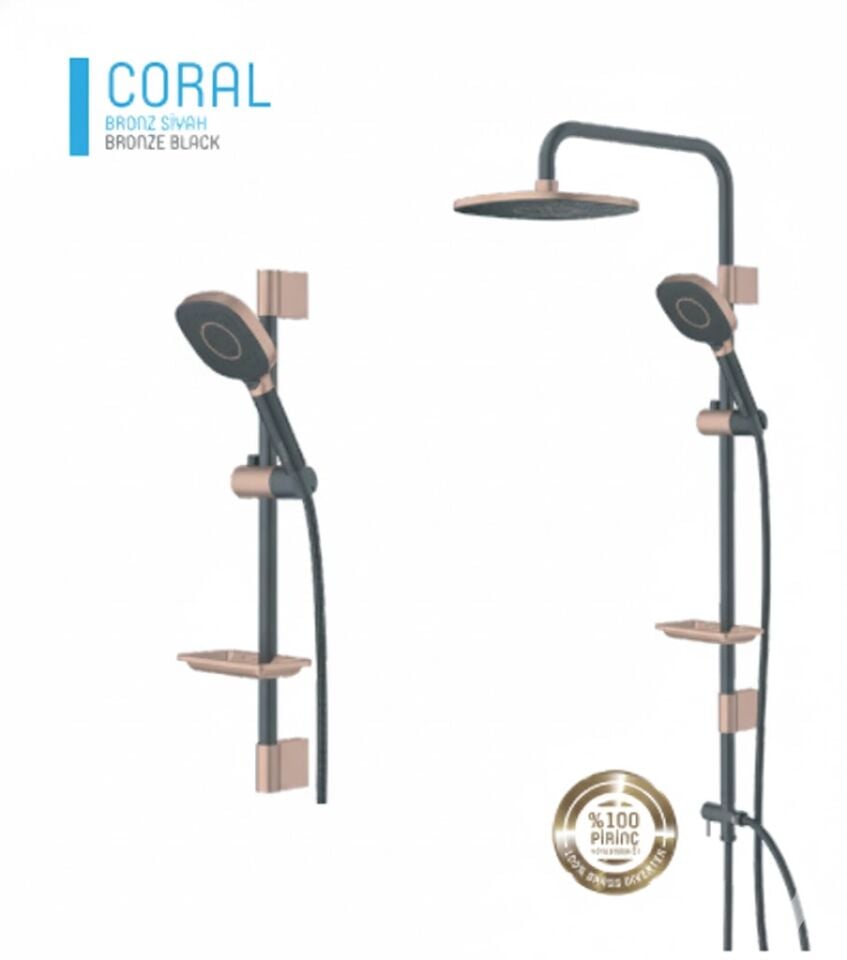 Bronz Siyah Tepe Duş Sistemi | El Duşlu, Ayarlanabilir Robot Sistem, Modern Tasarım