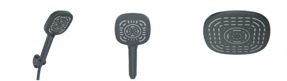 Krom Siyah Duş Sistemi | Tepe Duşlu, El Duşlu, Ayarlanabilir Robot Sistem