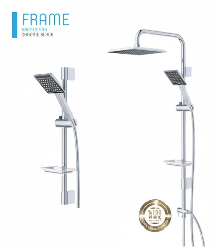 Frame Krom Siyah Duş Sistemi | Ayarlanabilir Robot Sistem