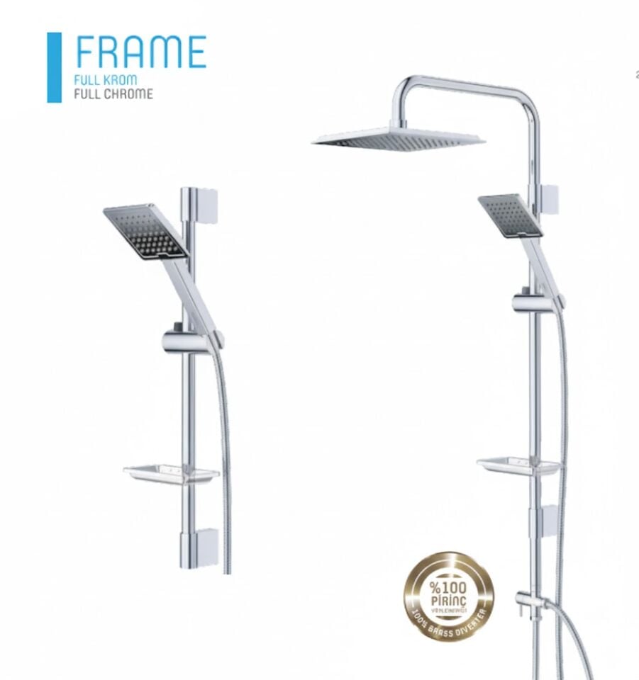 Frame Full Krom Duş Sistemi | Ayarlanabilir Robot Sistem