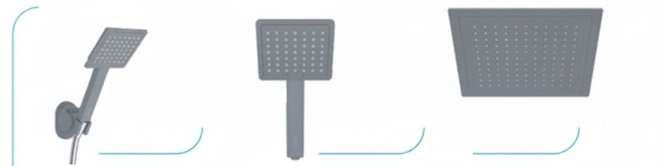 Frame Gri Duş Sistemi – Modern Tasarım, Tepe Duşlu Banyo Seti