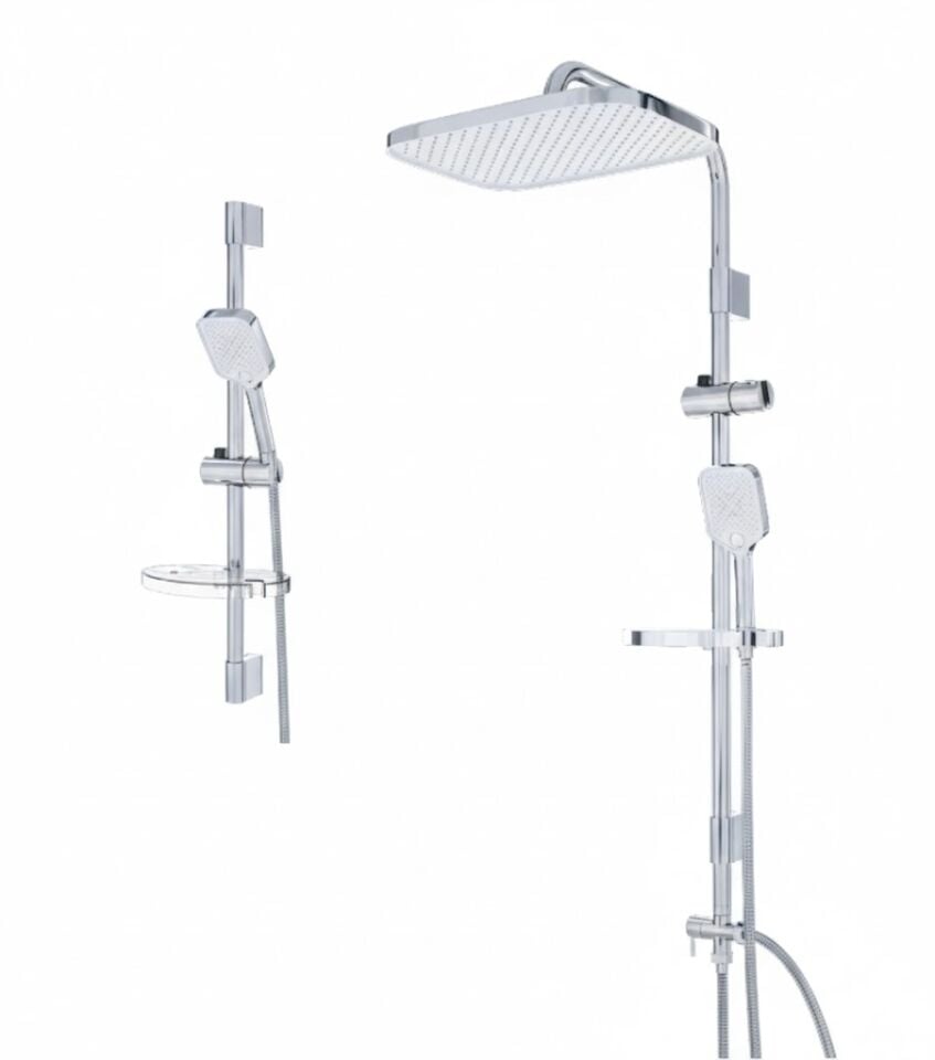 Vario Beyaz Krom Duş Sistemi – Modern Tasarım, Tepe Duşlu Banyo Seti