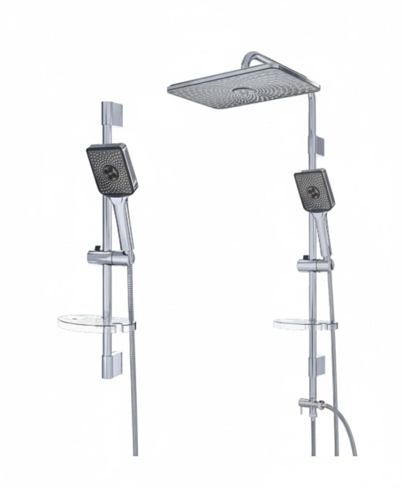 Voda Kare Duş Sistemi – Modern Tasarım, Kare Tepe Duşlu Banyo Seti