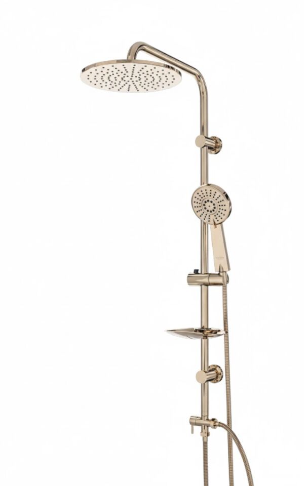 Gold Oval Duş Sistemi – Altın Kaplama, Oval Tepe Duşlu Lüks Banyo Seti