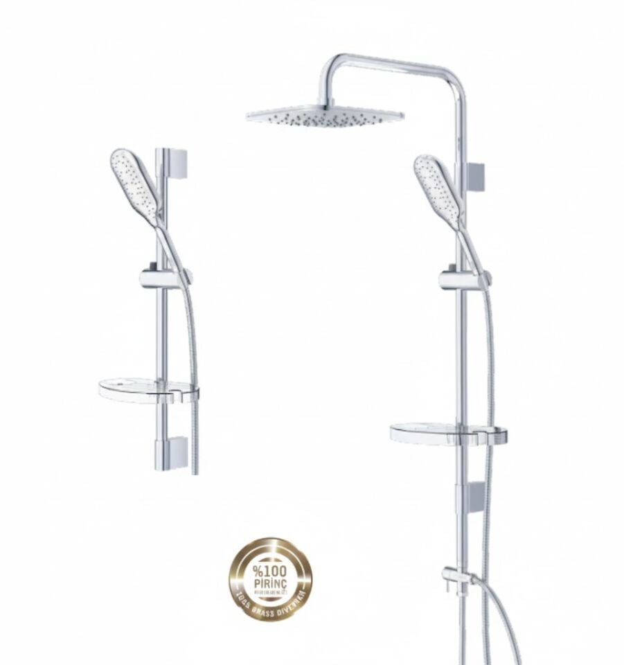 Soft Krom Duş Sistemi – Parlak Krom Kaplama, Modern Tepe Duş Seti