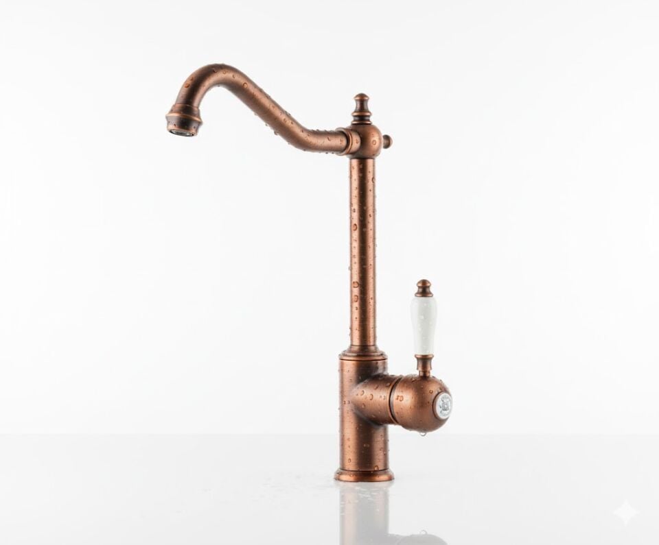 Kapadokya Serisi Antik Bakır Eviye Bataryası – Vintage Tasarım