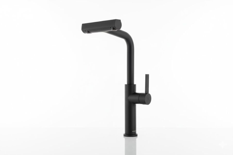 Mina Spiralli Siyah Eviye Bataryası | Esnek Hortumlu Mutfak Bataryası