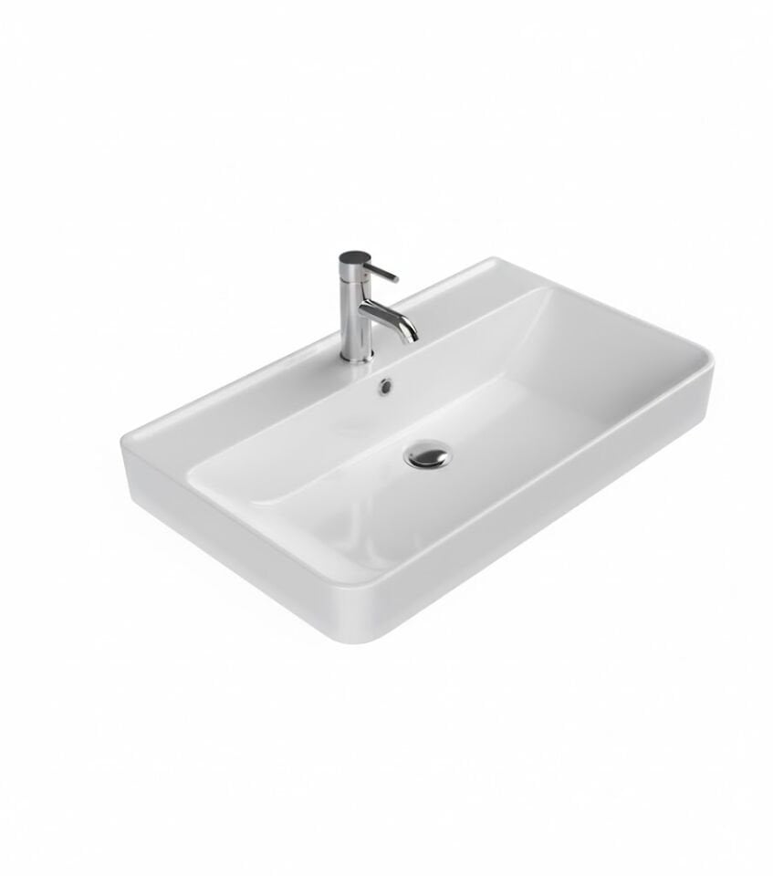 Hera Serisi Tezgah Üstü Lavabo 80x48 | Modern ve Şık Banyo Tasarımı