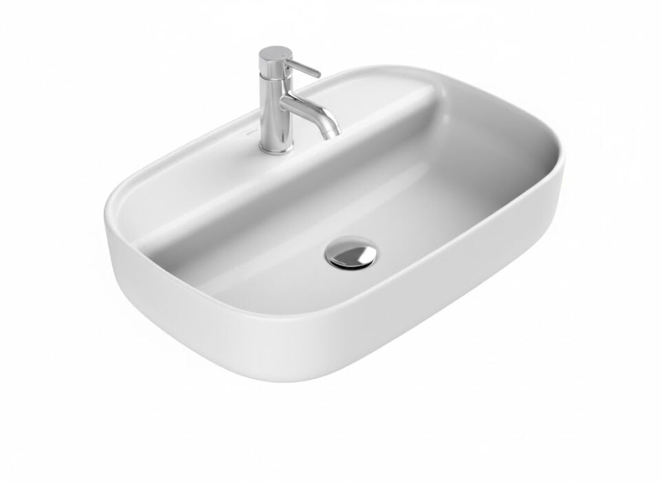 Aqua Serisi Tezgah Üstü Lavabo 60×40 cm | Modern ve Dengeli Form Seramik Lavabo