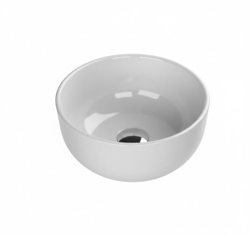 Aqua Serisi Tezgah Üstü Yuvarlak Lavabo Ø33 cm | Modern Seramik Çanak Lavabo