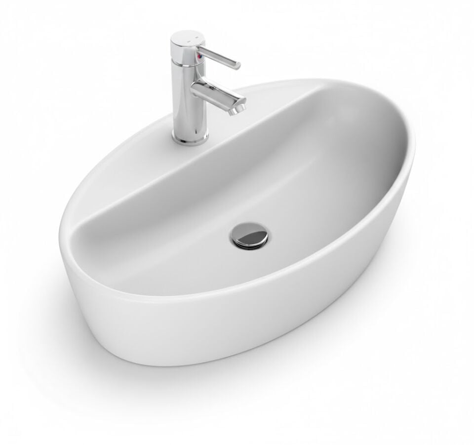 One Serisi Tezgah Üstü Lavabo 67×42 cm | Modern Geniş Form Seramik Lavabo