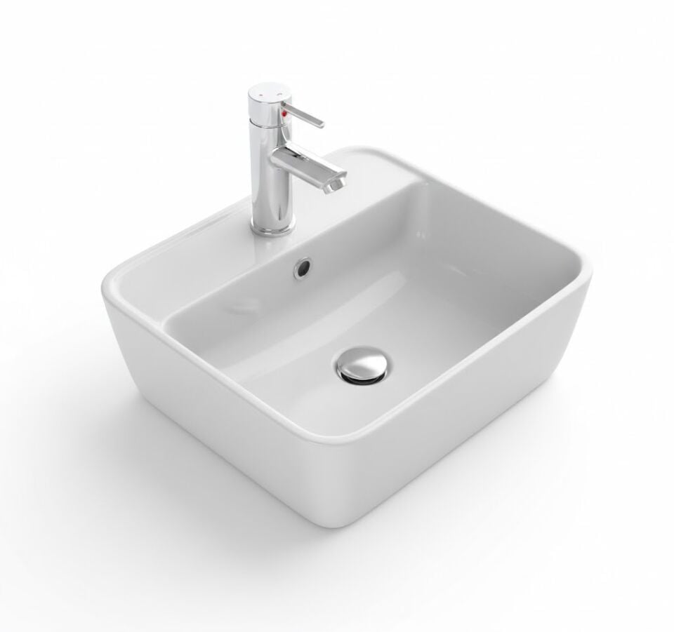 One Serisi Tezgah Üstü Lavabo 46×42 cm | Kompakt Modern Seramik Lavabo