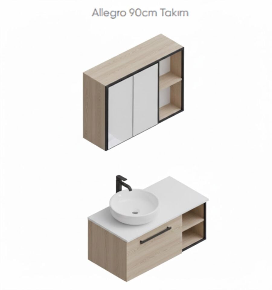 Allegro Banyo Dolabı 90 cm – Patik Renk, Şık Tasarım