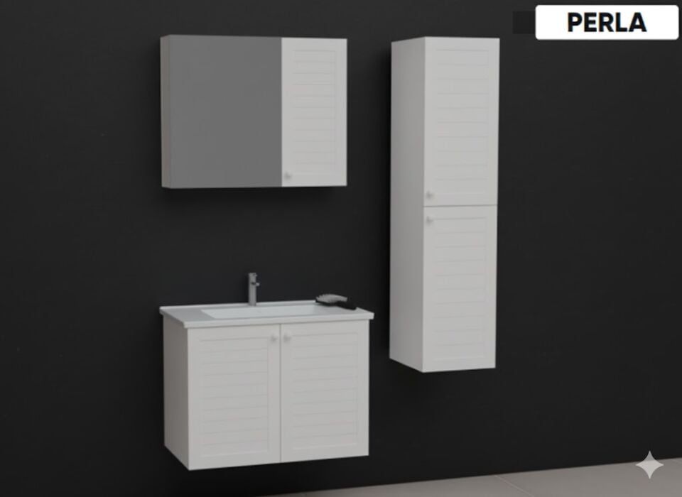 Perla 65 cm Beyaz Banyo Dolabı – Modern (Boy Dolabı Dahil Değildir)