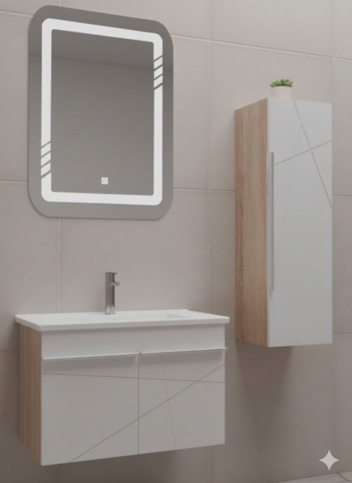 Azure 65 cm Beyaz Banyo Dolabı – Modern Tasarım (Boy Dolabı Dahil Değildir)
