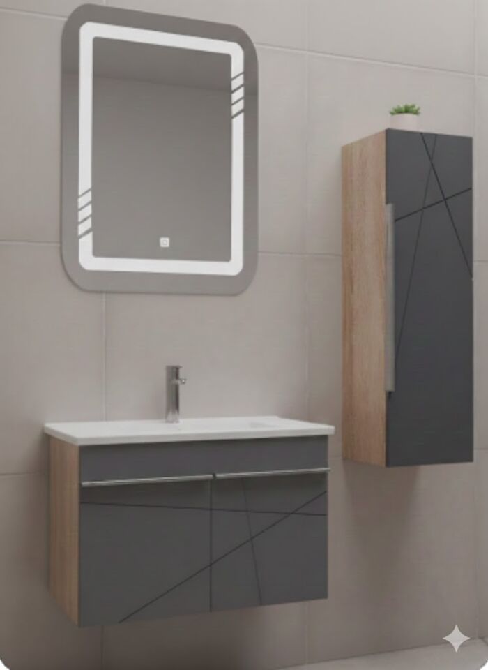 Azure 65 cm Beyaz Banyo Dolabı – Modern Tasarım (Boy Dolabı Dahil Değildir)