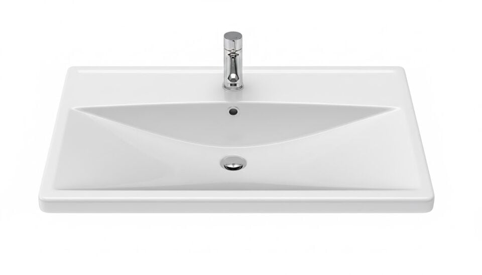 Elite Etajerli Lavabo – Modern Tasarımlı Seramik Banyo Lavabosu