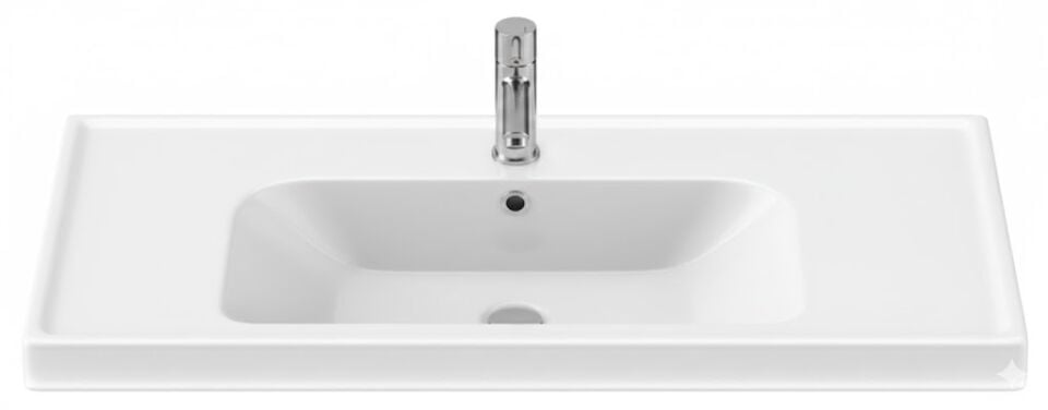 Frame Etajerli Lavabo – Modern Çizgili Seramik Banyo Lavabosu