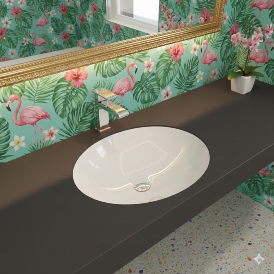 Yuvarlak Tezgah Altı Lavabo – Seramik Banyo Lavabosu 37x47