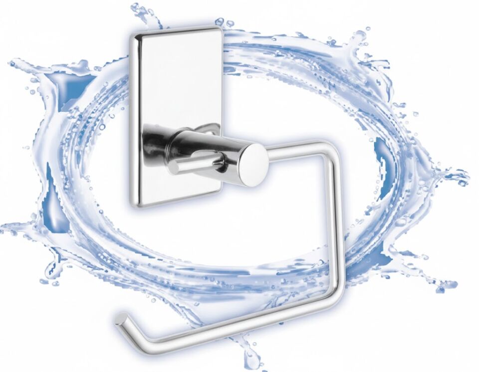Yapışkanlı Krom Kağıtlık – Delmesiz Duvar Tipi Banyo & WC Aksesuarı