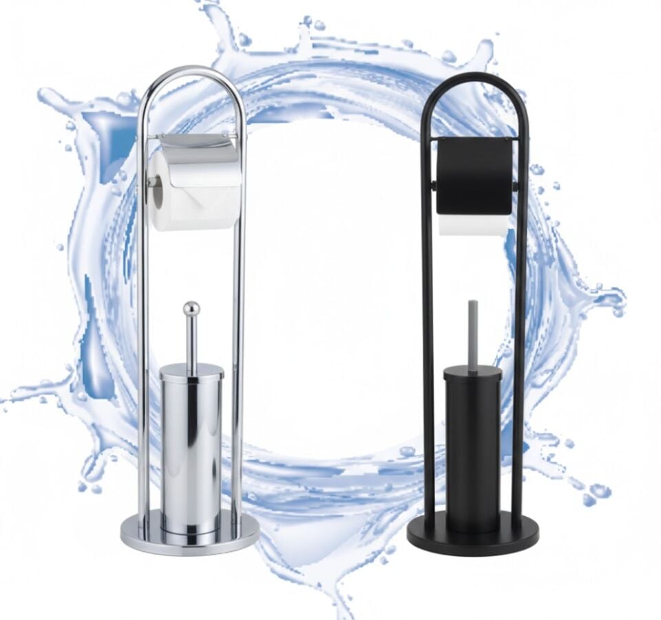 Ayaklı Klozet Seti | Tuvalet Fırçası ve Kağıtlık Seti