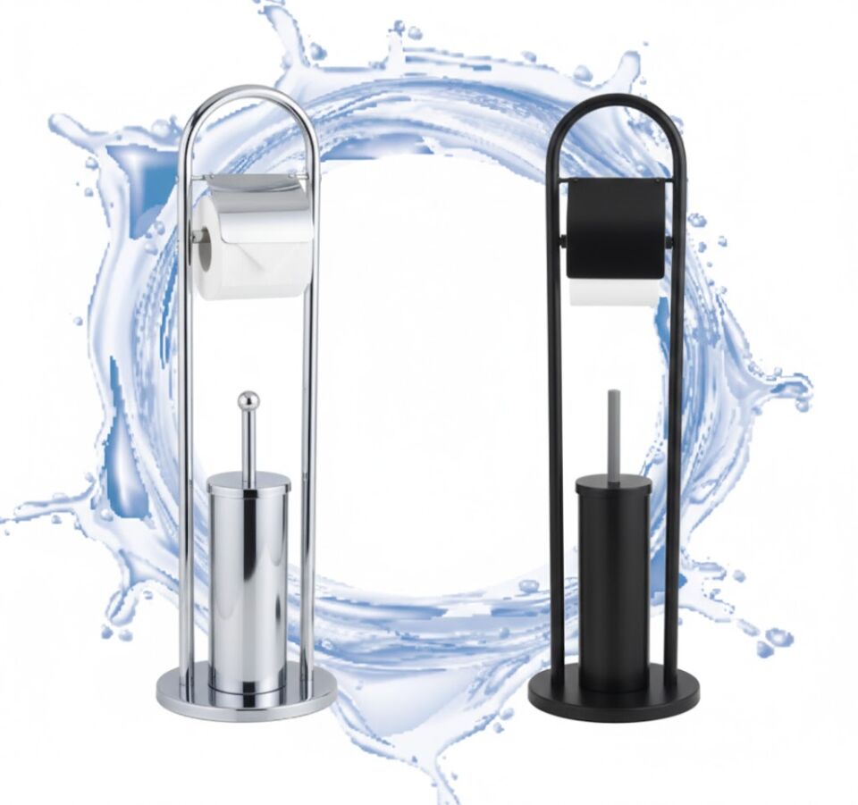 Ayaklı Klozet Seti | Tuvalet Fırçası ve Kağıtlık Seti