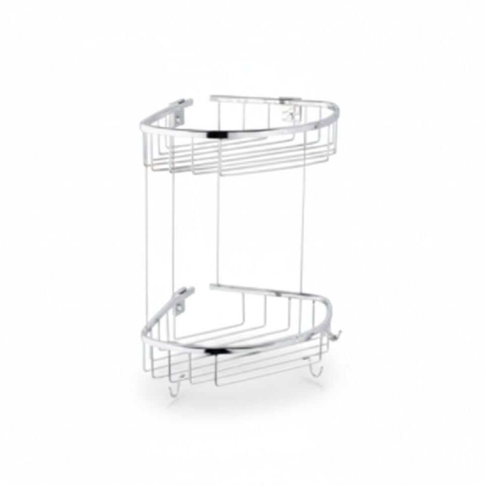 Lüks Oval İkili Şampuanlık | Duvara Monte Premium Banyo Rafı