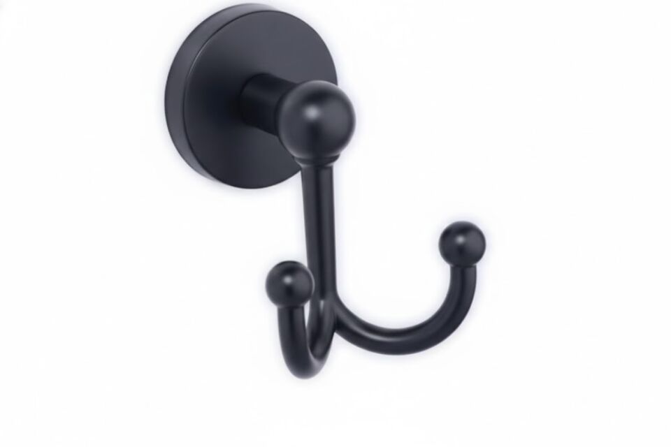 Siyah Lüx İkili Askılık | Duvara Monte Premium Banyo Askısı