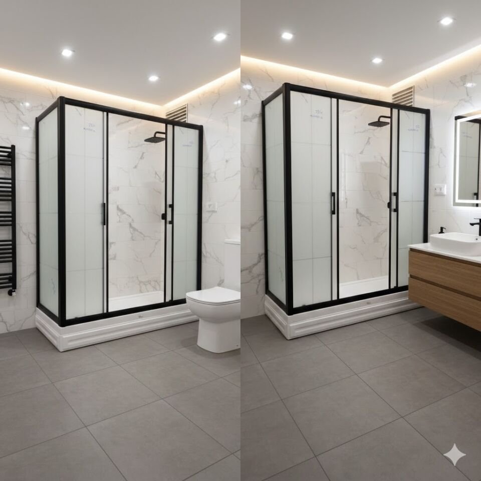 Siyah Profilli Duşakabin | Full Buzlu Cam ile Mahremiyetli Duşakabin