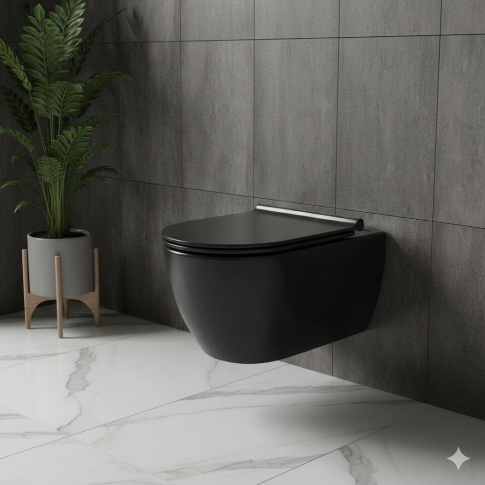 Siyah Asma Klozet | Modern Duvara Asılı Klozet Modeli