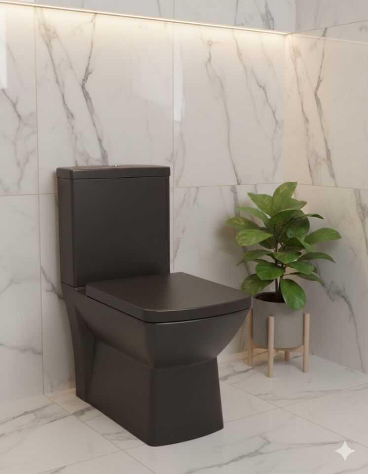 Siyah Duvara Sıfır Klozet | Modern ve Şık Duvara Dayalı Klozet