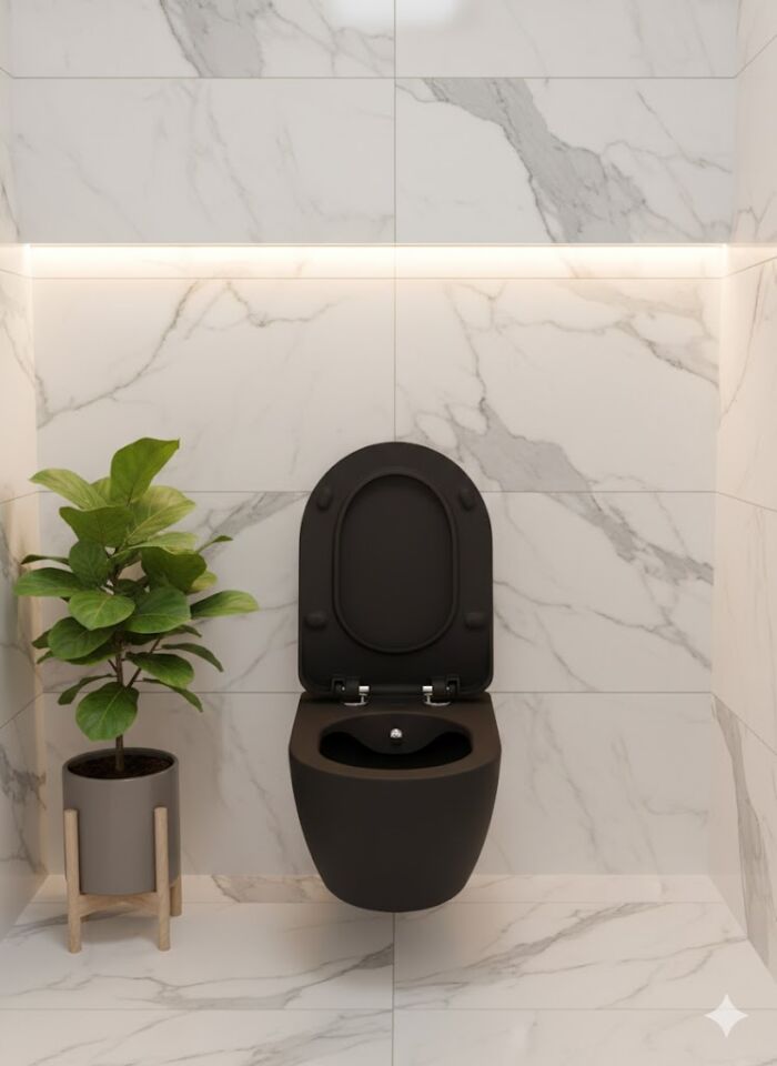 Siyah Asma Klozet | Duvara Asılı Modern Klozet Modeli