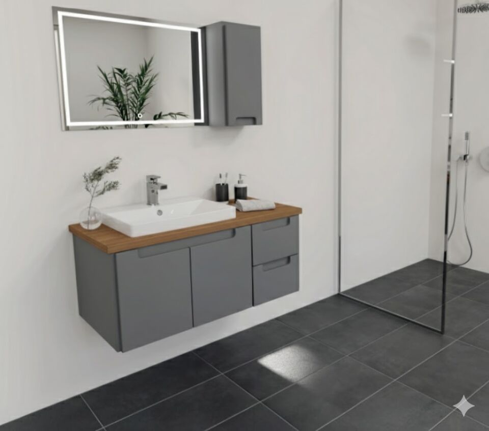 Naturel 100 cm Banyo Dolabı | Doğal ve Modern Tasarım (Boy Dolabı Dahil Değildir)