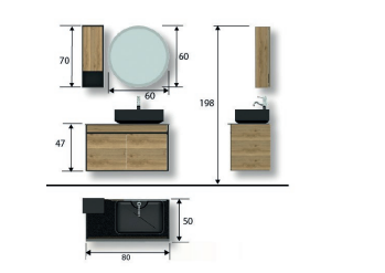 Florida 80 cm Banyo Dolabı | Kompakt Tasarım, Modern ve Kullanışlı