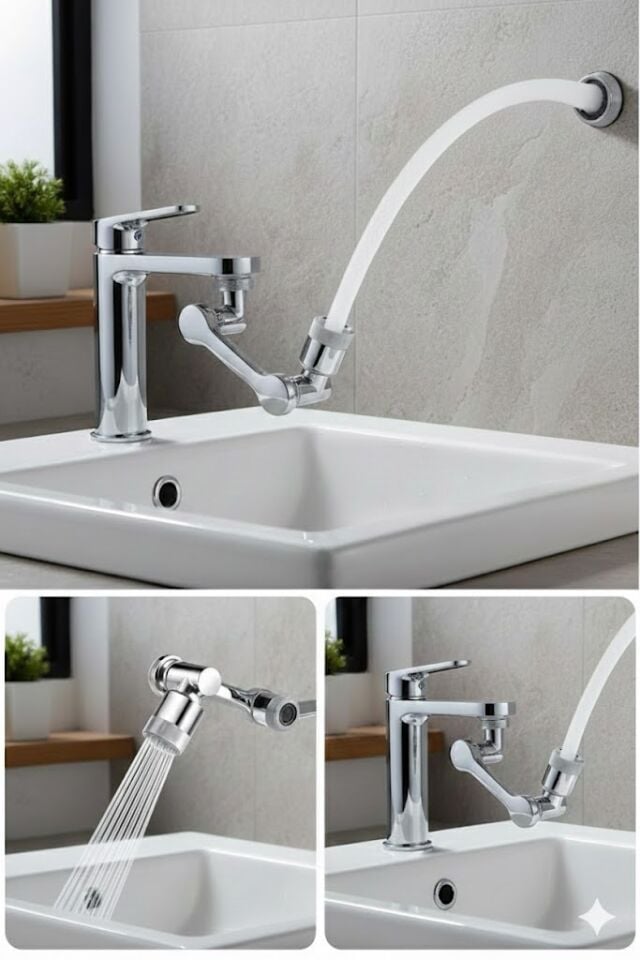 Musluk Ucu 360° Döner – Su Tasarruflu Perlatör